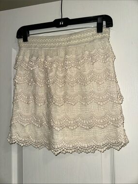 Wet Seal Cream Crochet Lace Mini Skirt